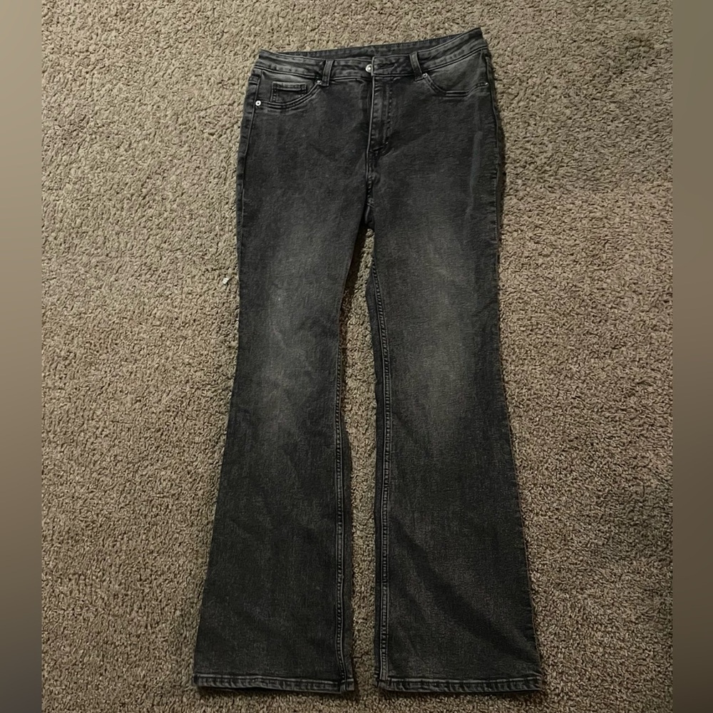 12 - washed flared jeans.